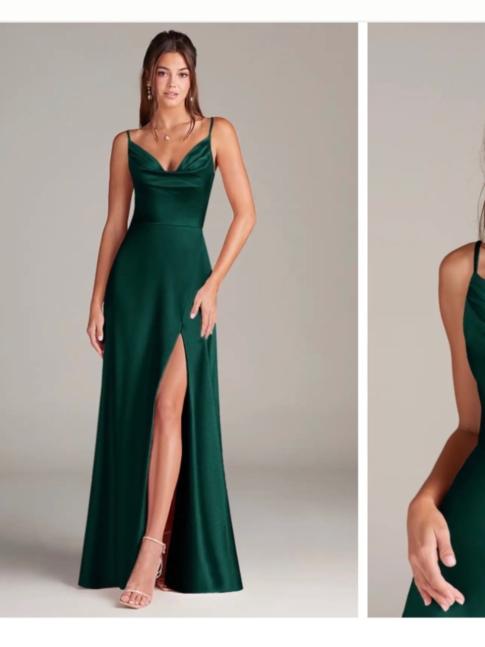 Azzazie stretch satin bridesmaid dress emerald green
